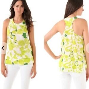 Diane Von Furstenberg. Cheryl tank green floral silk sleeveless size 10